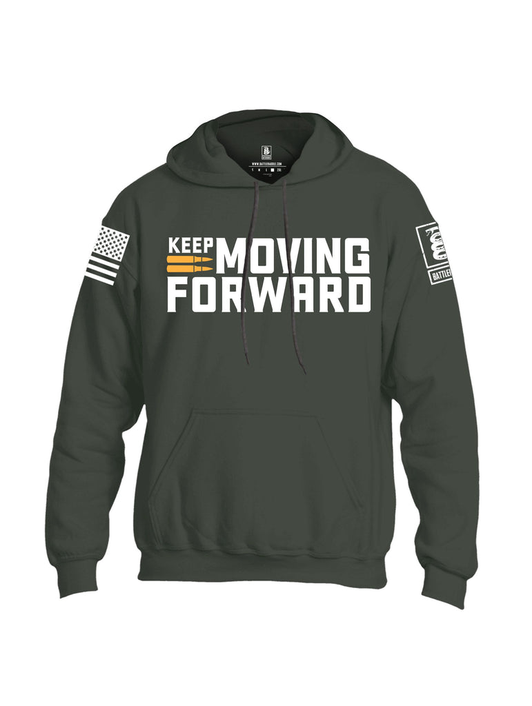 Battleraddle Keep Moving Forward White Sleeves Uni Cotton Blended Hoodie With Pockets