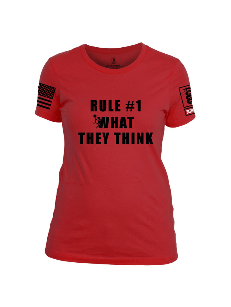 Battleraddle Rule Number 1 Fuck What They Think Black Sleeves Women Cotton Crew Neck T-Shirt