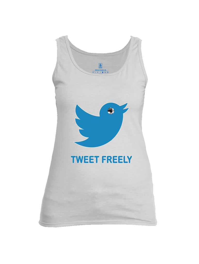 Battleraddle Tweet Freely Mid Blue Sleeves Women Cotton Cotton Tank Top