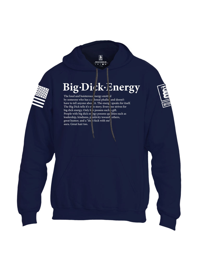 Battleraddle Big Dick Energy White Sleeves Uni Cotton Blended Hoodie With Pockets