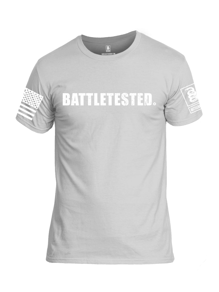 Battleraddle Battletested White {sleeve_color} Sleeves Men Cotton Crew Neck T-Shirt