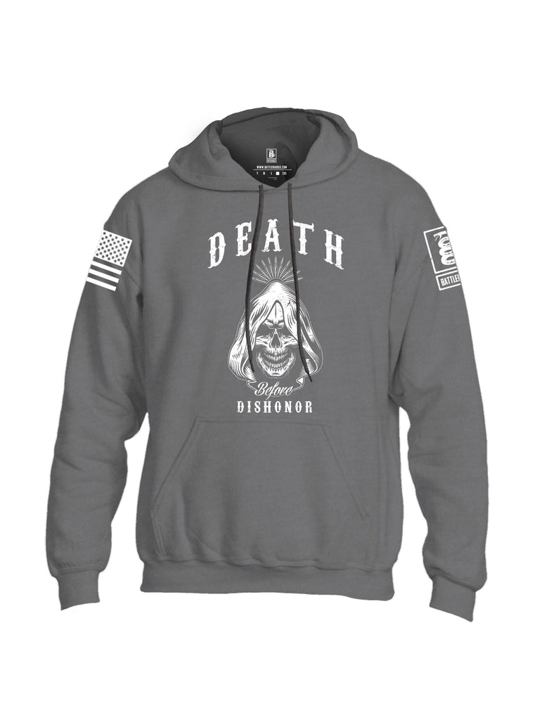 Battleraddle Death Before Dishonor White Sleeves Uni Cotton Blended Hoodie With Pockets