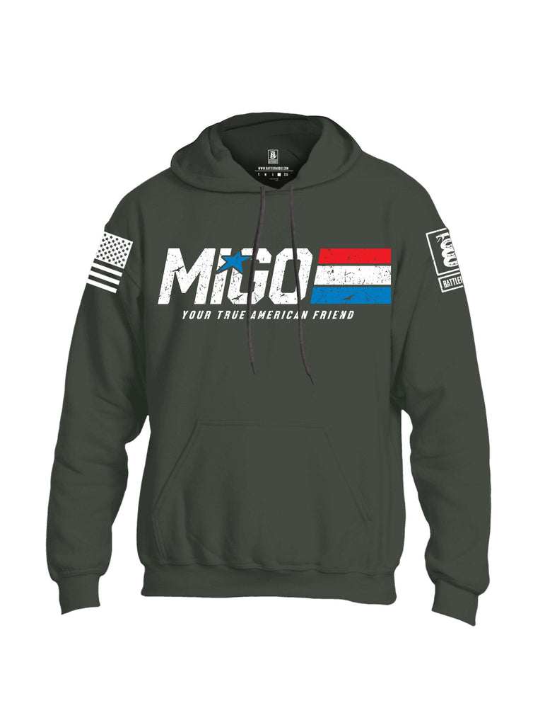 Battleraddle Migo Your True American Friend White Sleeves Uni Cotton Blended Hoodie With Pockets