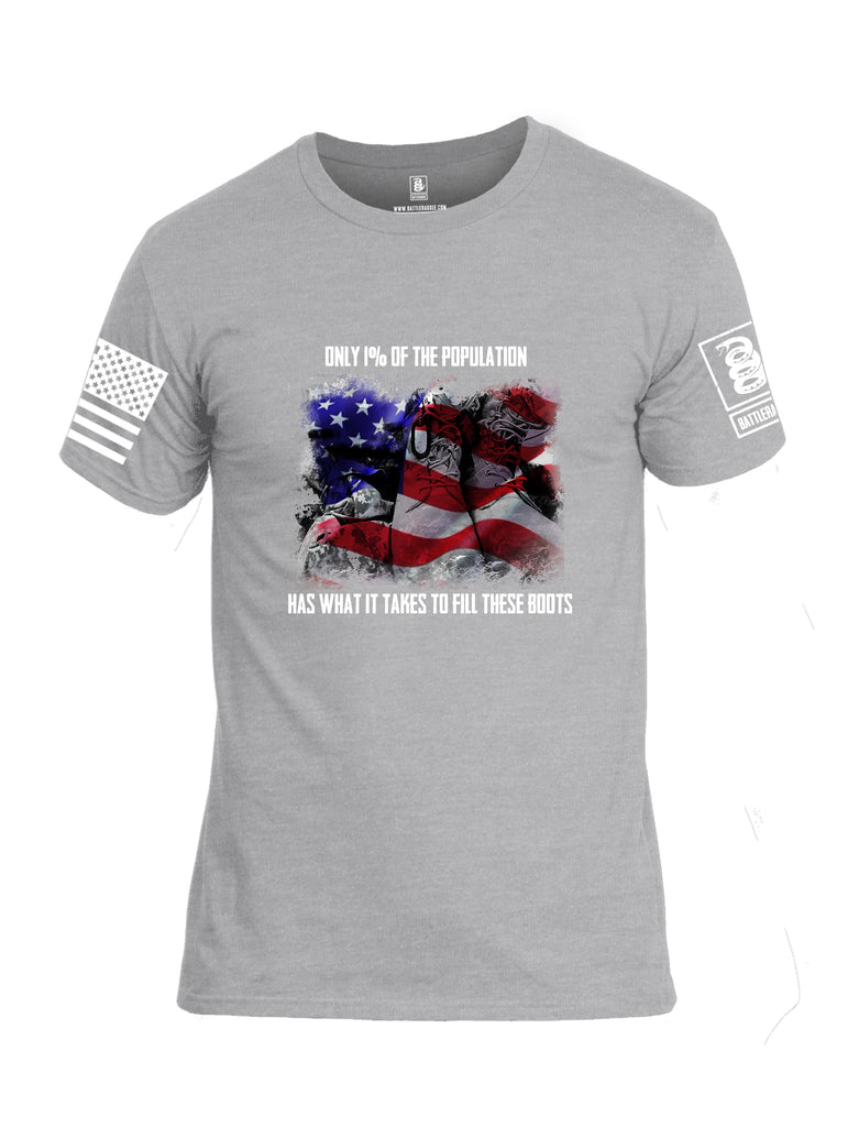 Battleraddle Only 1% Of The Population Has What It Takes To Fill These Boots If You Serve Our Nation Thank You {sleeve_color} Sleeves Men Cotton Crew Neck T-Shirt