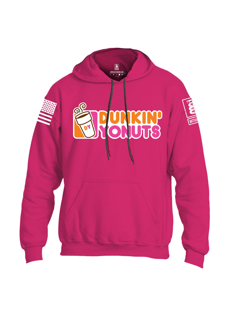 Battleraddle Dunkin Yonuts White Sleeves Uni Cotton Blended Hoodie With Pockets