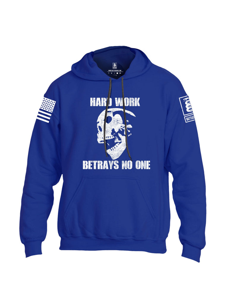 Battleraddle Hard Work Betrays No One White Sleeves Uni Cotton Blended Hoodie With Pockets