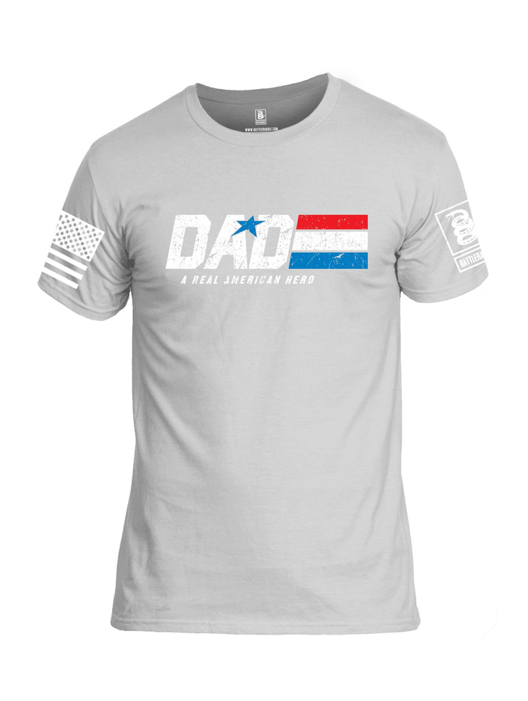 Battleraddle Dad A Real American Hero White Sleeves Men Cotton Crew Neck T-Shirt