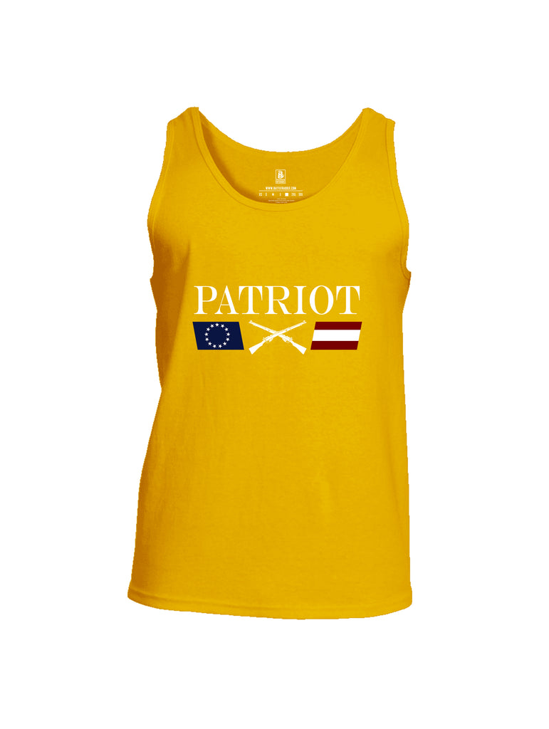 Battleraddle Patriot Rifle Flag White {sleeve_color} Sleeves Men Cotton Cotton Tank Top