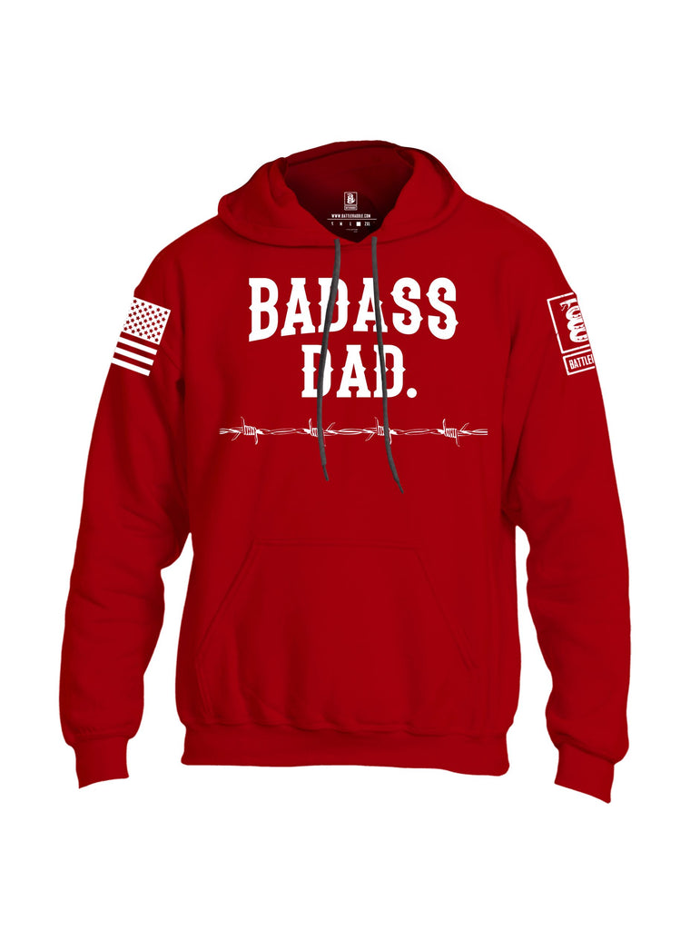 Battleraddle Badass Dad White Sleeves Uni Cotton Blended Hoodie With Pockets