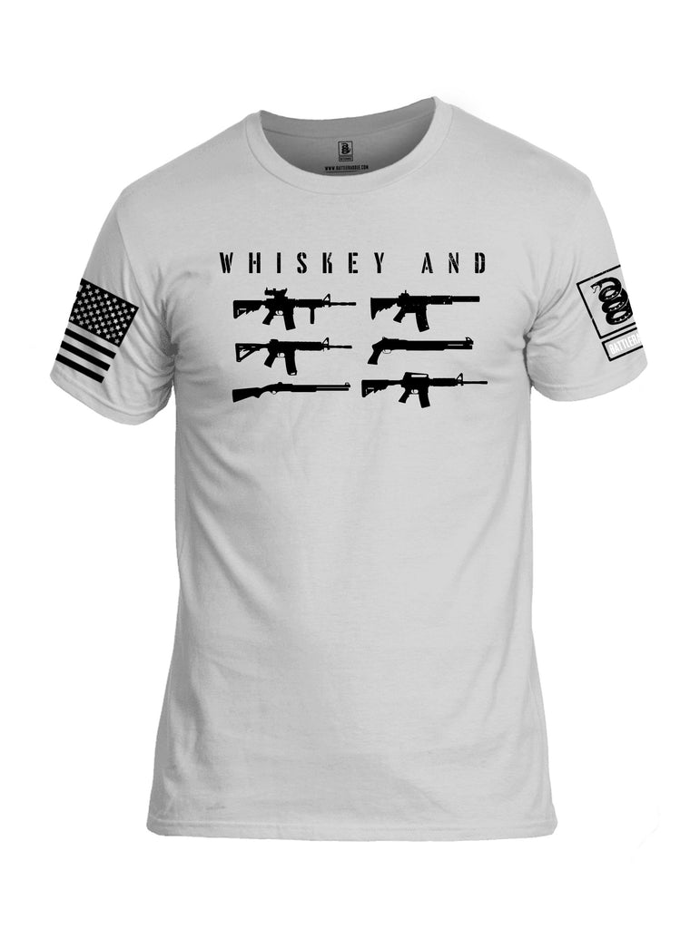 Battleraddle Whiskey And Guns Black Sleeves Men Cotton Crew Neck T-Shirt