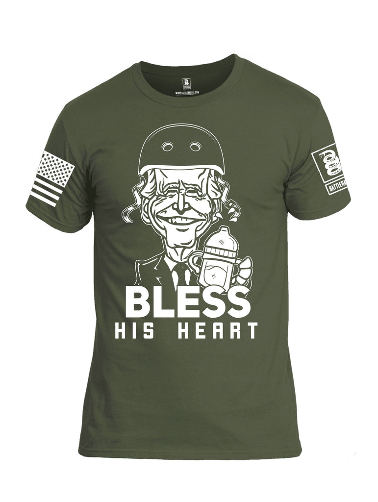 Battleraddle Bless His Heart White Sleeves Men Cotton Crew Neck T-Shirt