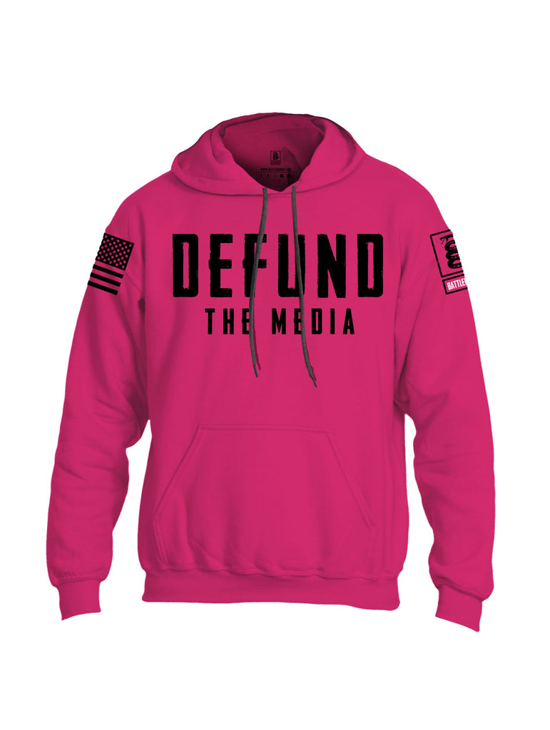 Battleraddle Defund The Media Black Sleeves Uni Cotton Blended Hoodie With Pockets