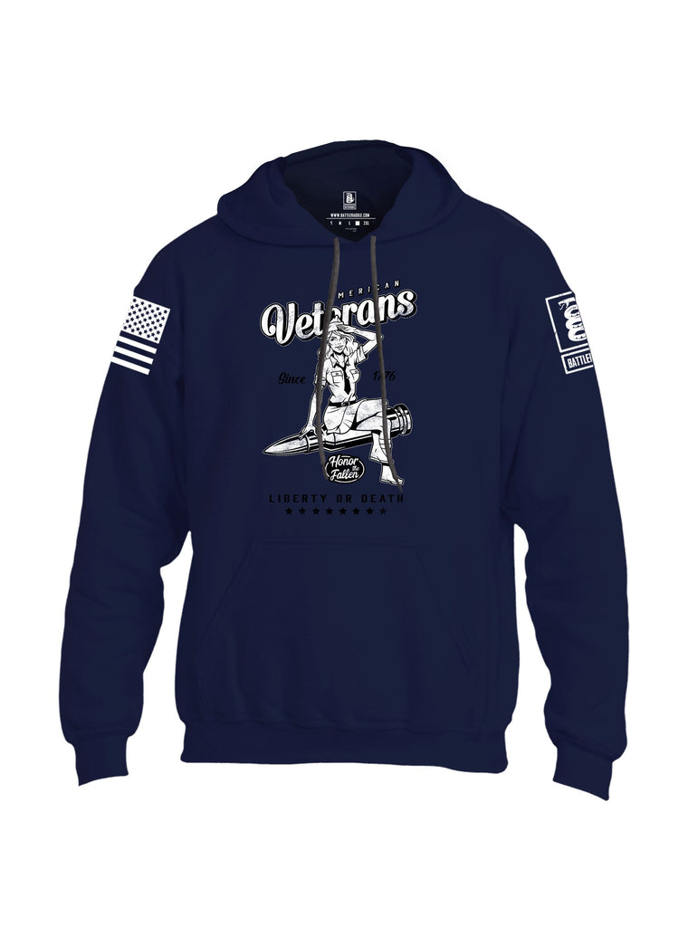 Battleraddle American Veterans Honor The Fallen White Sleeves Uni Cotton Blended Hoodie With Pockets