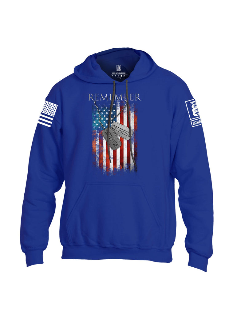 Battleraddle Remember Service Sacrifice White Sleeves Uni Cotton Blended Hoodie With Pockets