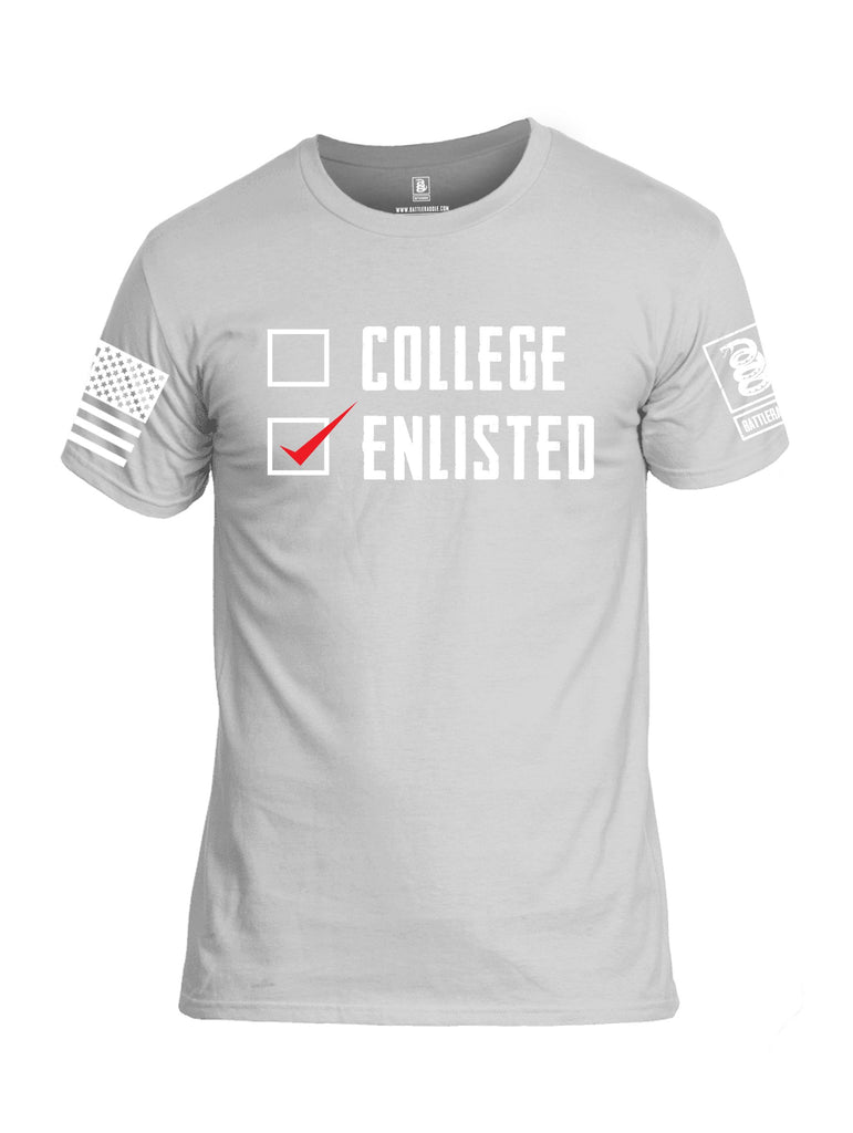 Battleraddle College Enlisted White Sleeves Men Cotton Crew Neck T-Shirt