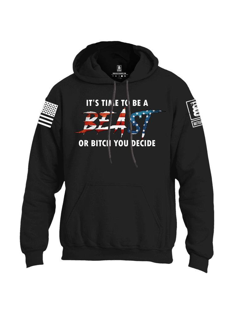 Battleraddle Beast Or Bitch You Decide White Sleeves Uni Cotton Blended Hoodie With Pockets