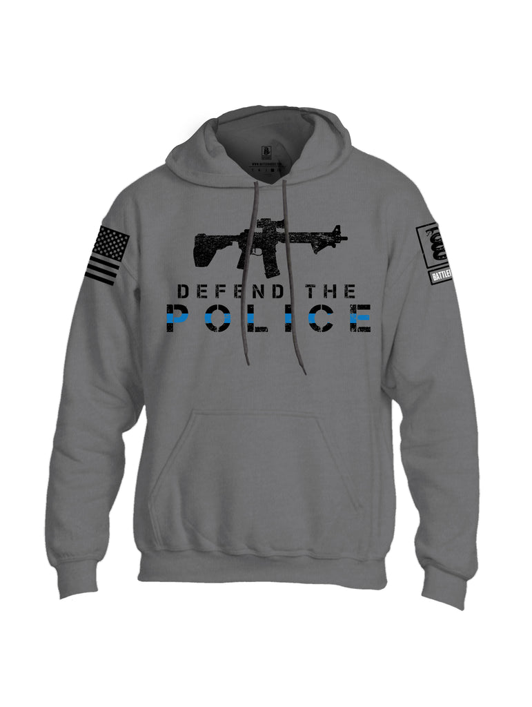 Battleraddle Defend The Police White {sleeve_color} Sleeves Uni Cotton Blended Hoodie With Pockets