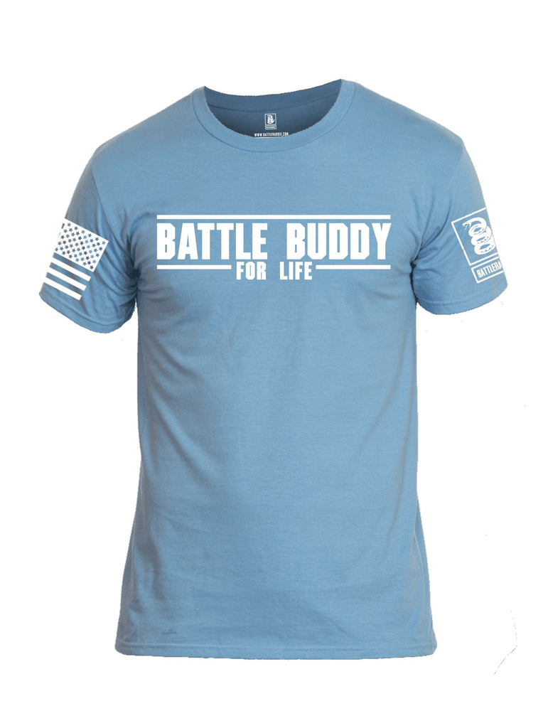 Battleraddle Battle Buddy For Life White Sleeves Men Cotton Crew Neck T-Shirt