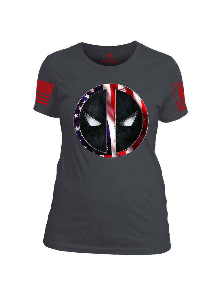 Battleraddle Patriotic American Flag Avenger Dead Man Snake Eyes Red Sleeve Print Womens Cotton T Shirt