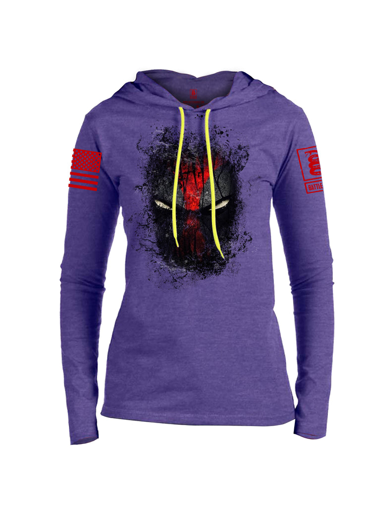 Battleraddle Smoked Avenger Dead Man Snake Eyes Red Sleeve Print Womens Thin Cotton Lightweight Hoodie