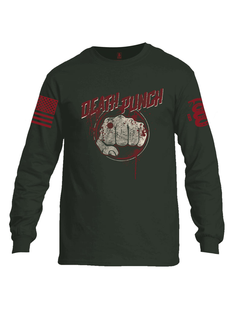 Battleraddle Death Punch Red Sleeve Print Mens Cotton Long Sleeve Crew Neck T Shirt