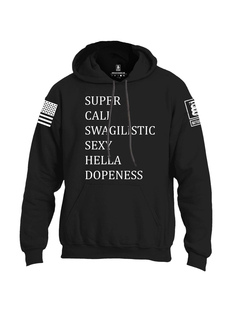 Battleraddle Super Cali Swagilistic Sexy Hella Dopeness White Sleeves Uni Cotton Blended Hoodie With Pockets