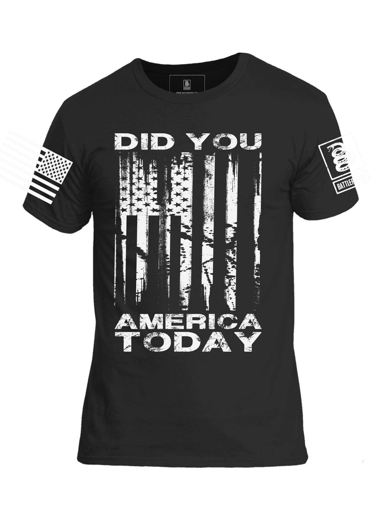 Battleraddle Did You America Today White Sleeve Print Mens Cotton Crew Neck T Shirt