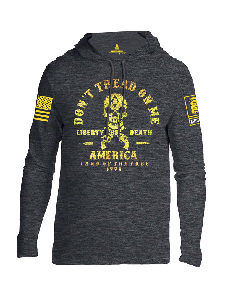 Battleraddle Don't Tread On Me Liberty Or Death America Land Of The Free 1776 Yellow Sleeve Print Mens Thin Cotton Lightweight Hoodie