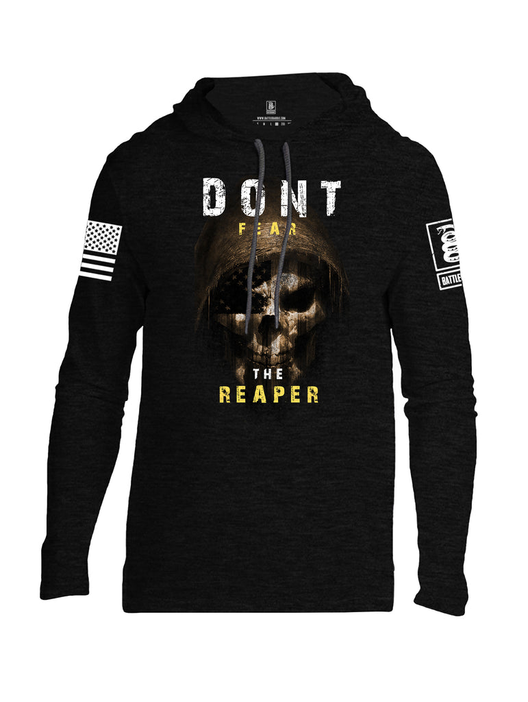 Battleraddle Dont Fear The Reaper White Sleeve Print Mens Thin Cotton Lightweight Hoodie
