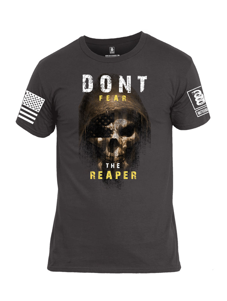 Battleraddle Dont Fear The Reaper White Sleeve Print Mens Cotton Crew Neck T Shirt