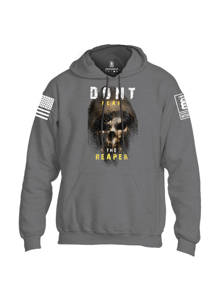 Battleraddle Dont Fear The Reaper White Sleeve Print Mens Blended Hoodie With Pockets
