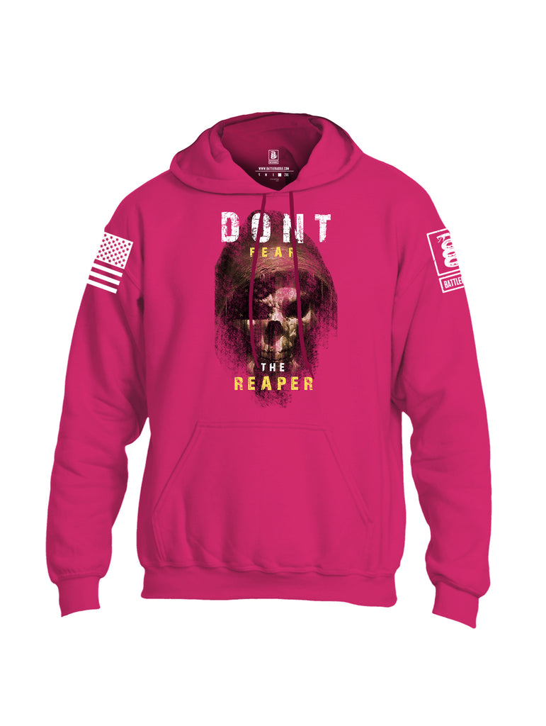 Battleraddle Dont Fear The Reaper White Sleeve Print Mens Blended Hoodie With Pockets