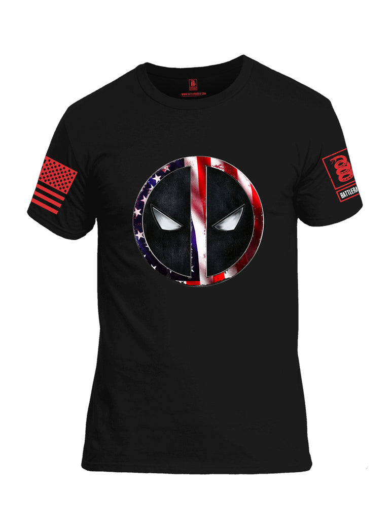 Battleraddle Patriotic American Flag Avenger Dead Man Snake Eyes Red Sleeve Print Mens 100% Battlefit Polyester Crew Neck T Shirt