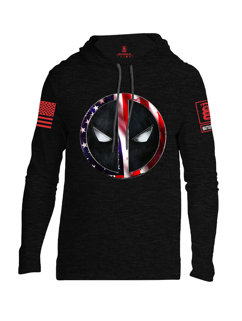 Battleraddle Patriotic American Flag Avenger Dead Man Snake Eyes Red Sleeve Print Mens Thin Cotton Lightweight Hoodie