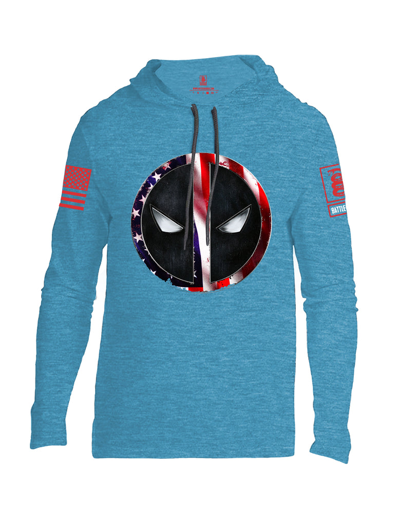 Battleraddle Patriotic American Flag Avenger Dead Man Snake Eyes Red Sleeve Print Mens Thin Cotton Lightweight Hoodie