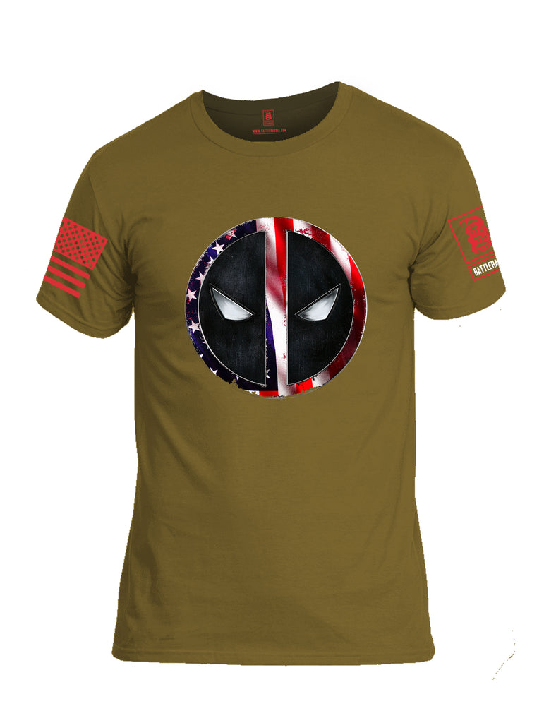 Battleraddle Patriotic American Flag Avenger Dead Man Snake Eyes Red Sleeve Print Mens Cotton Crew Neck T Shirt