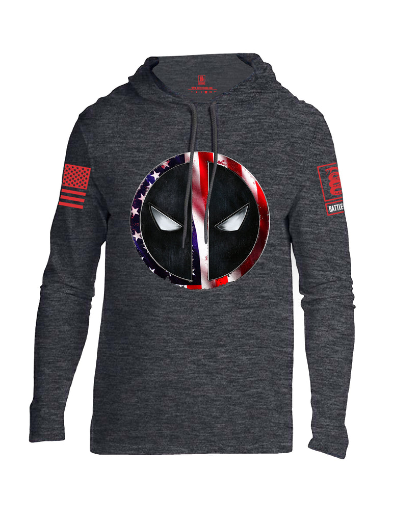 Battleraddle Patriotic American Flag Avenger Dead Man Snake Eyes Red Sleeve Print Mens Thin Cotton Lightweight Hoodie