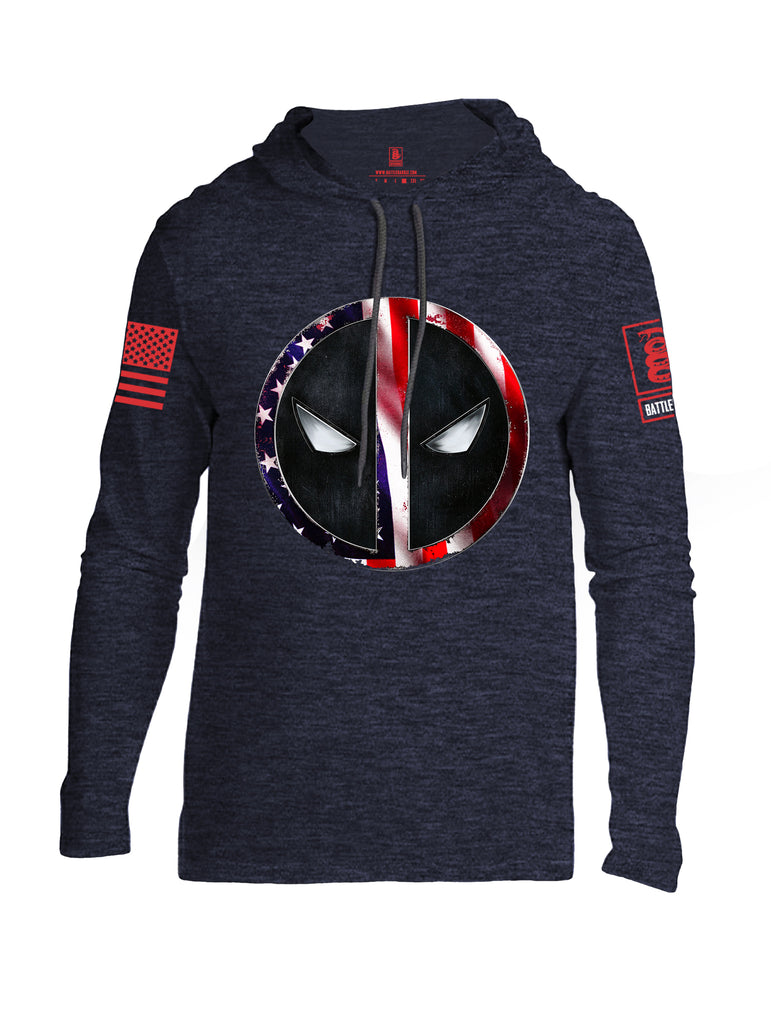 Battleraddle Patriotic American Flag Avenger Dead Man Snake Eyes Red Sleeve Print Mens Thin Cotton Lightweight Hoodie