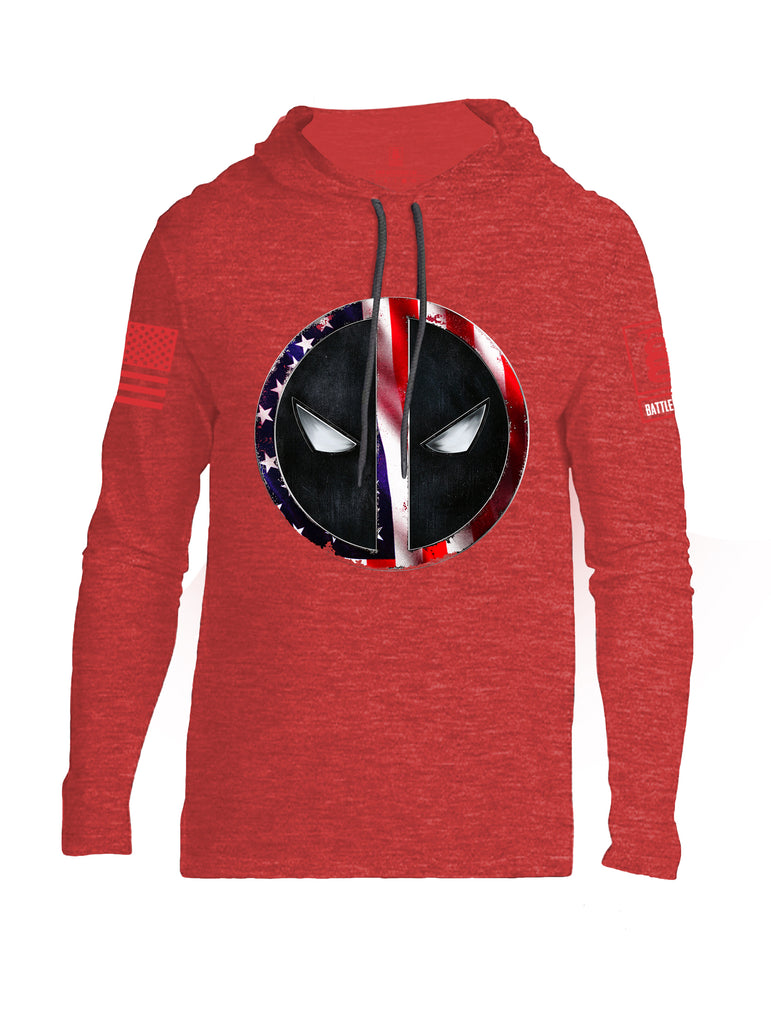 Battleraddle Patriotic American Flag Avenger Dead Man Snake Eyes Red Sleeve Print Mens Thin Cotton Lightweight Hoodie