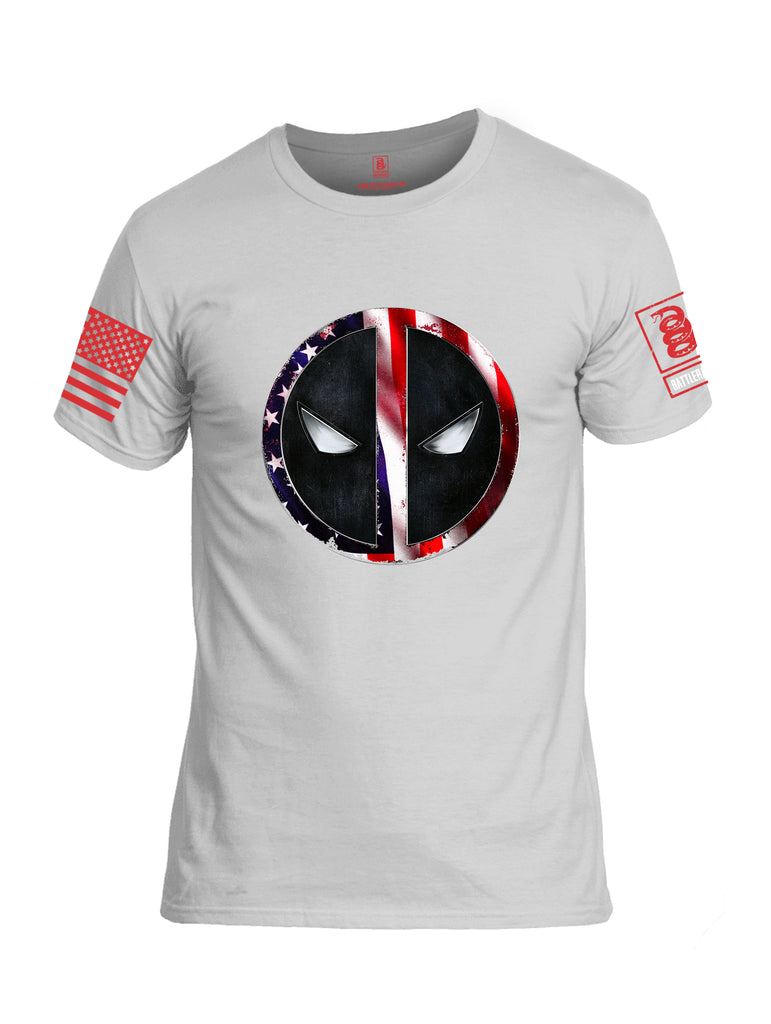 Battleraddle Patriotic American Flag Avenger Dead Man Snake Eyes Red Sleeve Print Mens 100% Battlefit Polyester Crew Neck T Shirt