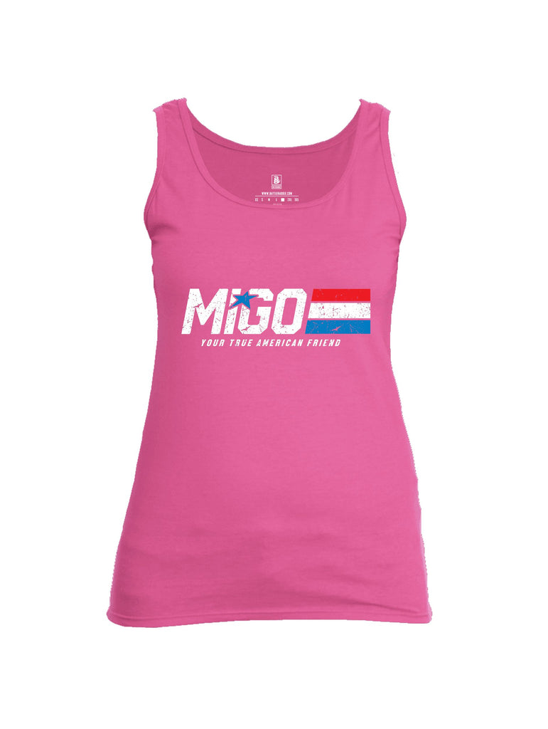 Battleraddle Migo Your True American Friend White Sleeves Women Cotton Cotton Tank Top