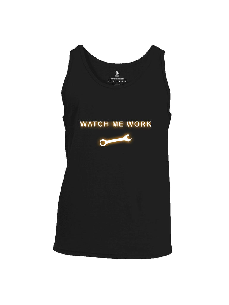 Battleraddle Watch Me Work White Sleeves Men Cotton Cotton Tank Top