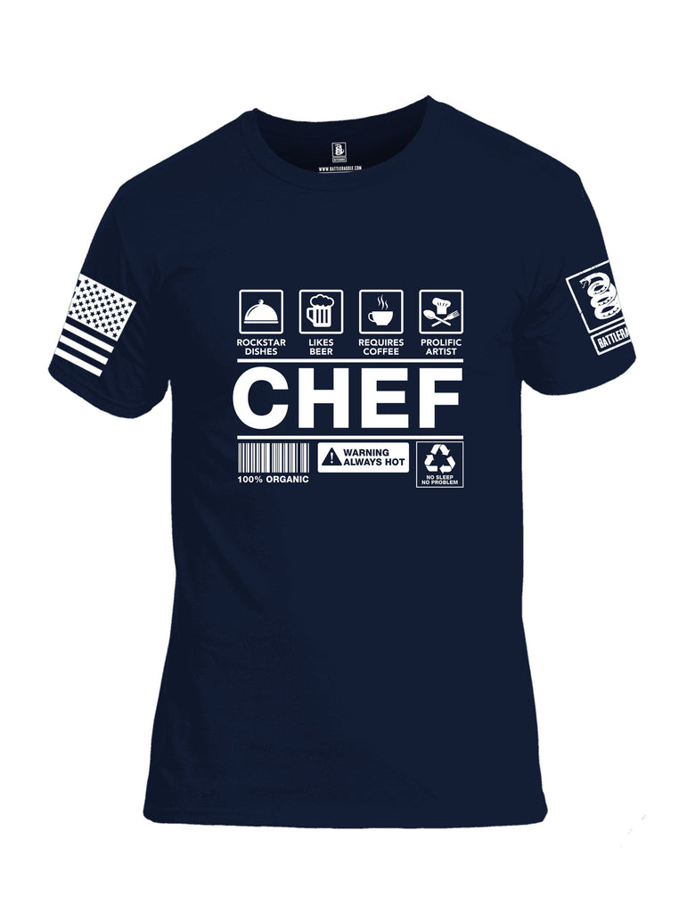 Battleraddle Chef White Sleeves Men Cotton Crew Neck T-Shirt