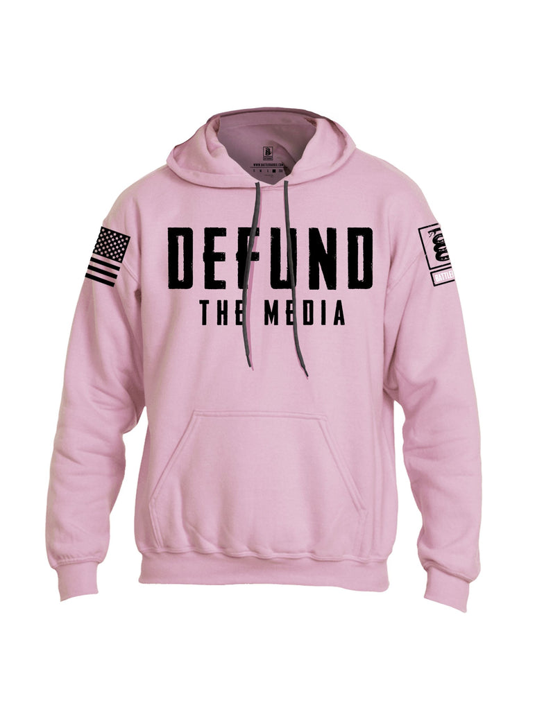 Battleraddle Defund The Media Black Sleeves Uni Cotton Blended Hoodie With Pockets