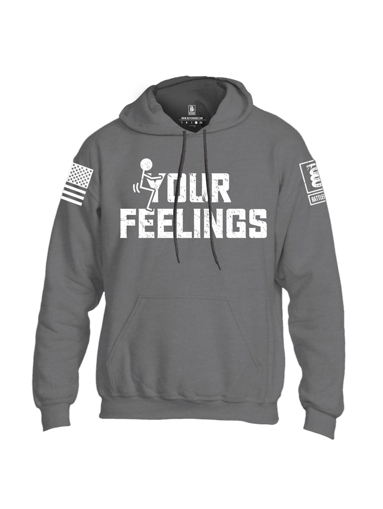Battleraddle Your Feelings White Sleeves Uni Cotton Blended Hoodie With Pockets