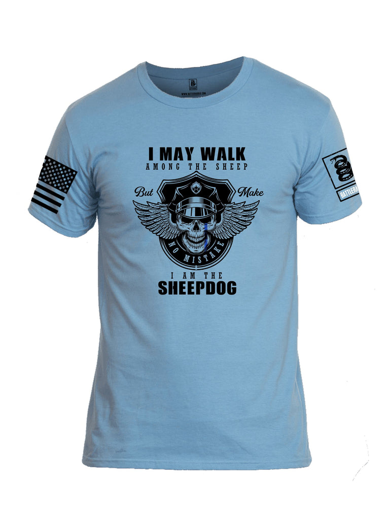 Battleraddle I May Walk Among The Sheep But Make No Mistake I Am The Sheepdog Black Sleeves Men Cotton Crew Neck T-Shirt