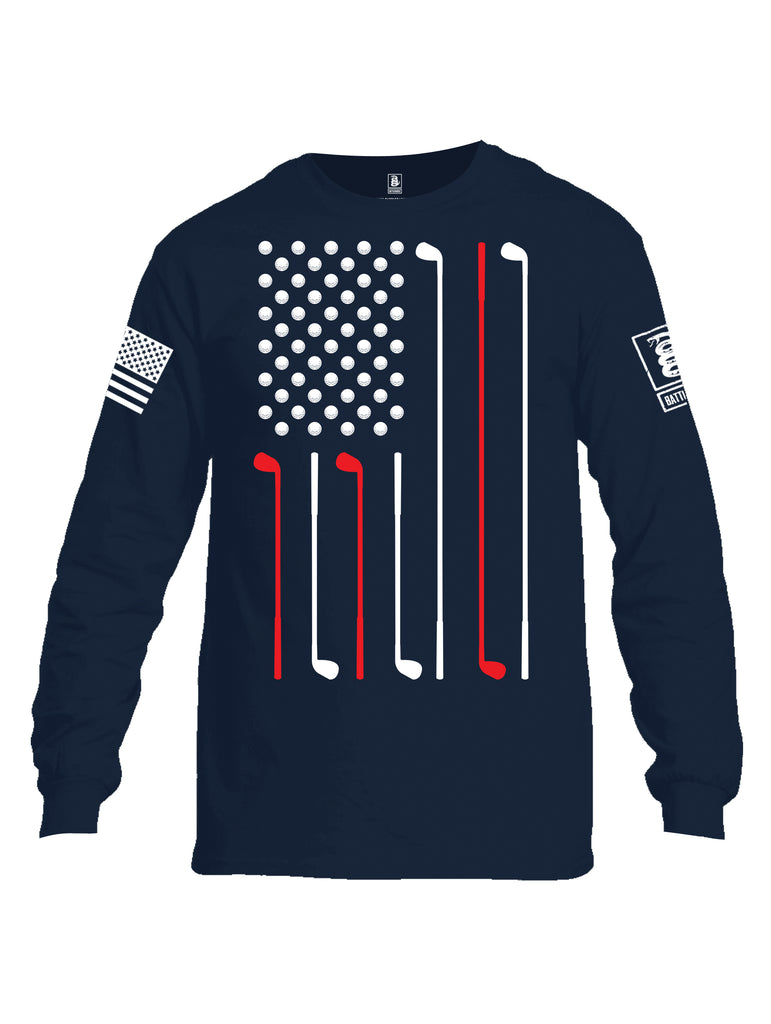 Battleraddle Golf Flag White {sleeve_color} Sleeves Men Cotton Crew Neck Long Sleeve T Shirt