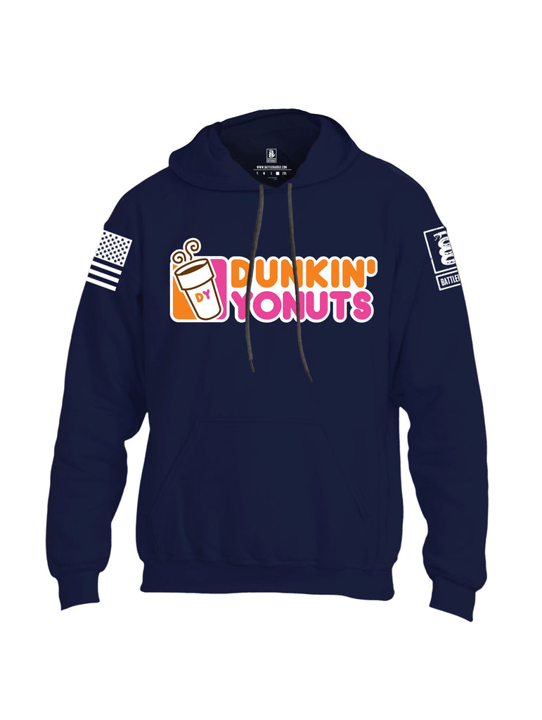 Battleraddle Dunkin Yonuts White Sleeves Uni Cotton Blended Hoodie With Pockets