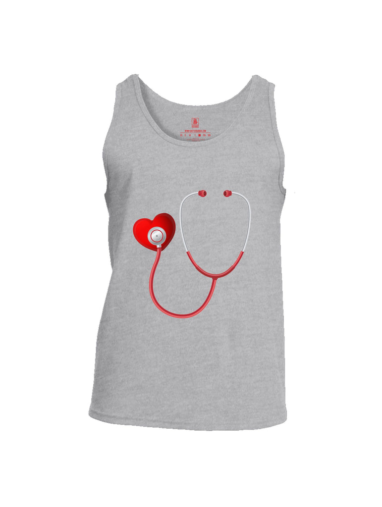 Battleraddle Heart Stethoscope Red Sleeves Men Cotton Cotton Tank Top