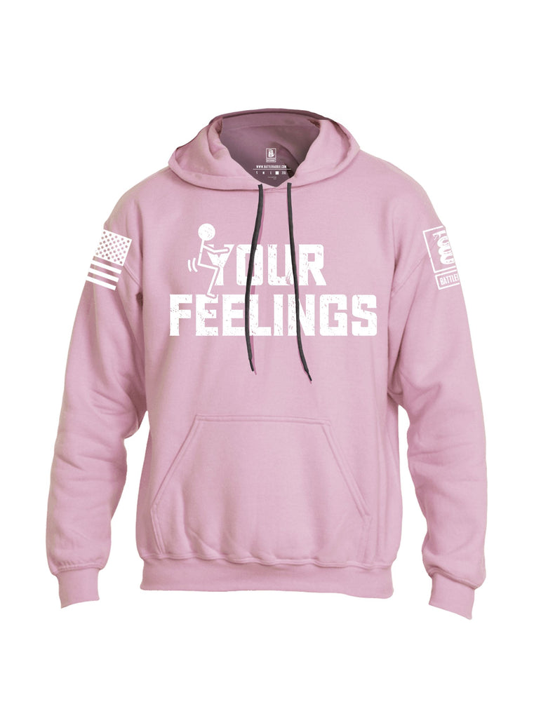 Battleraddle Your Feelings White Sleeves Uni Cotton Blended Hoodie With Pockets